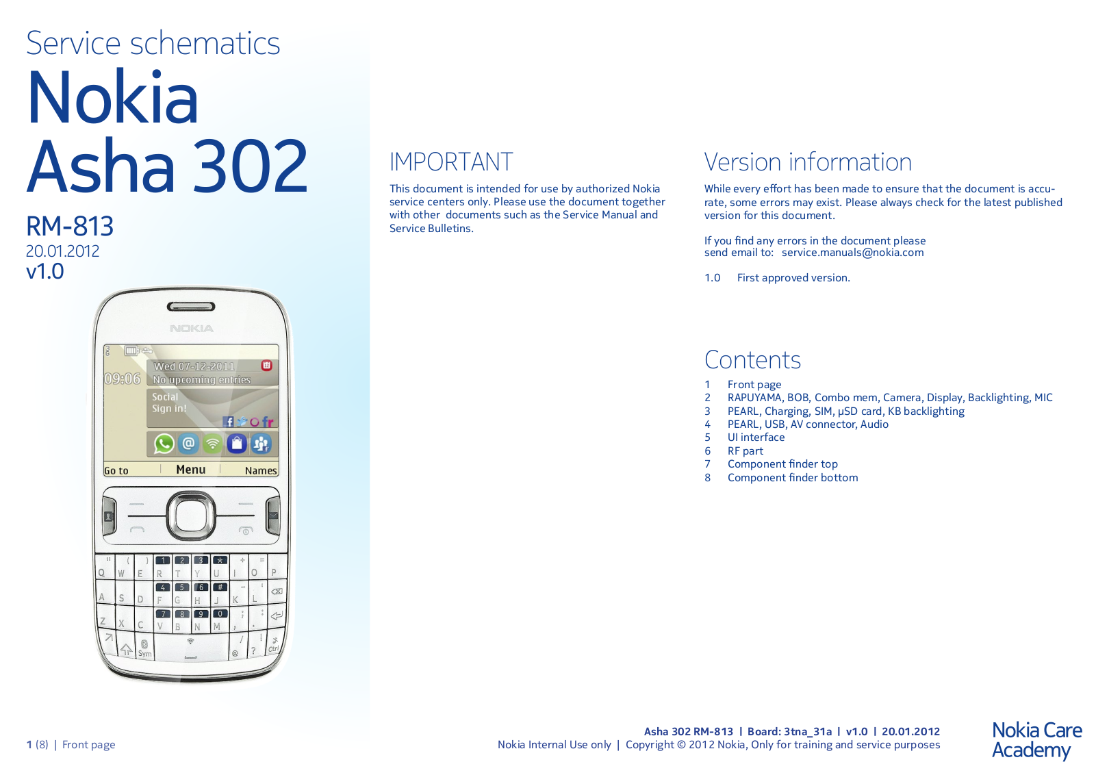 Nokia 302 RM-813 Schematic
