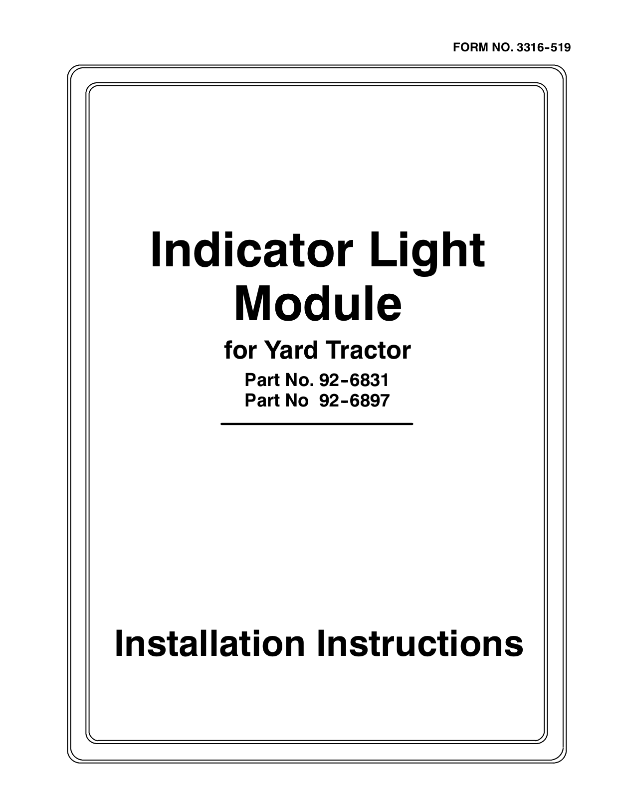 Toro 92-6831 Installation Instructions