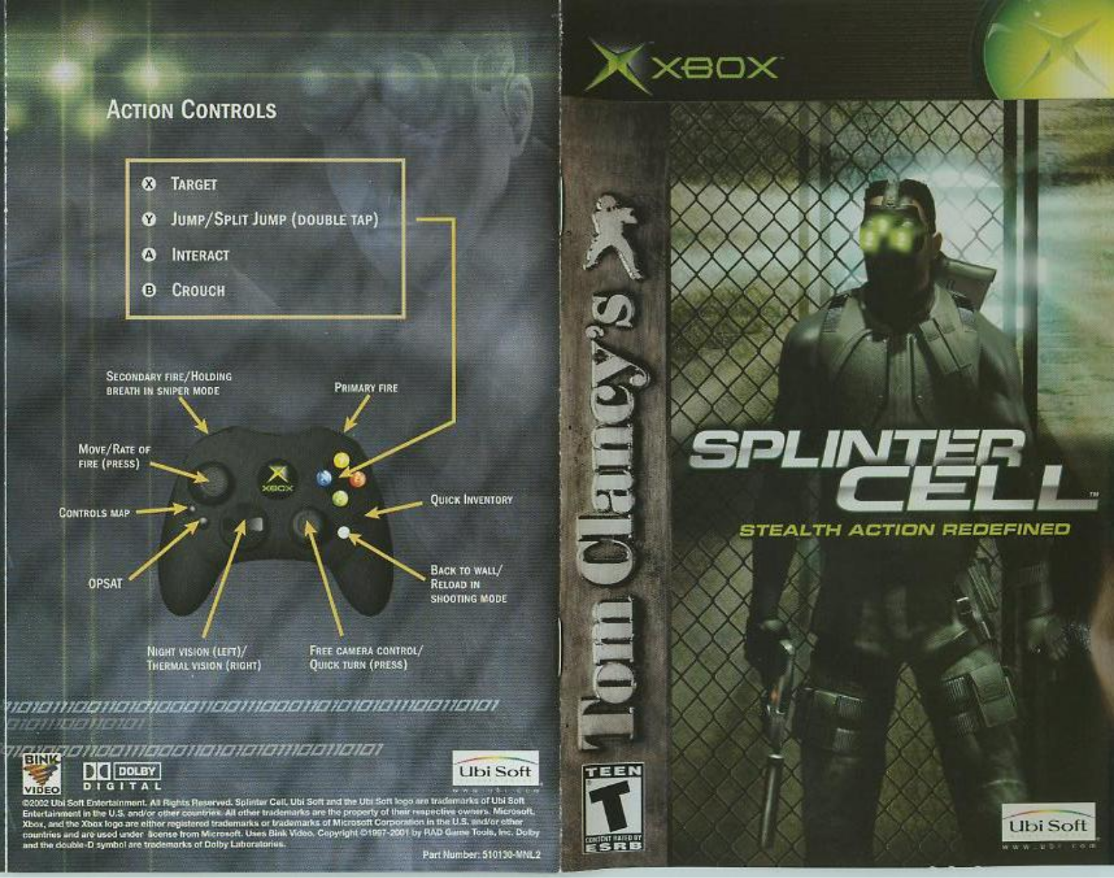 Games Microsoft XBOX TOM CLANCY S-SPLINTER CELL-STEALTH ACTION REDEFINED User Manual