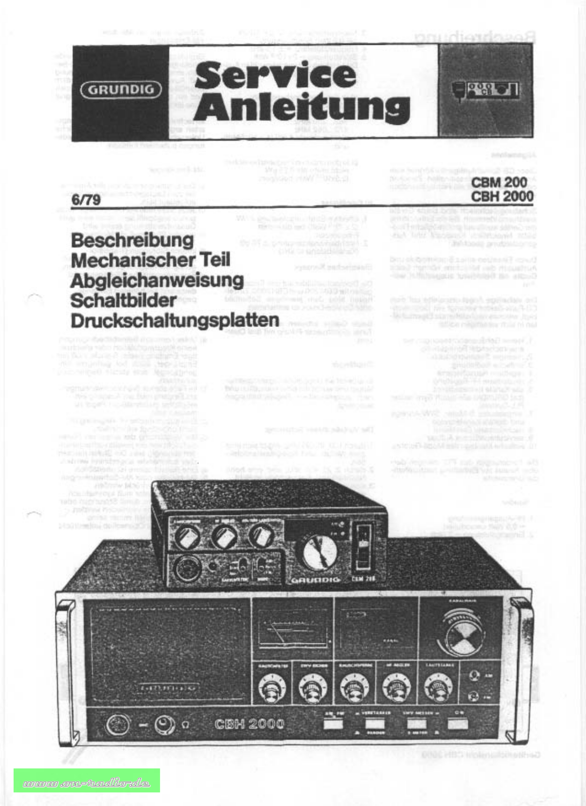 Grundig cbh2000 abgleich Service Manual