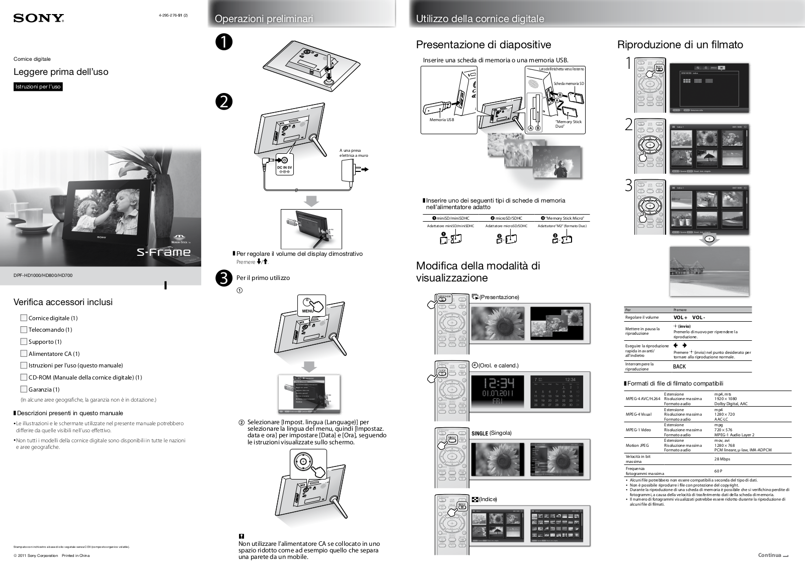 Sony DPF-HD1000, DPF-HD800, DPF-HD700 User Manual