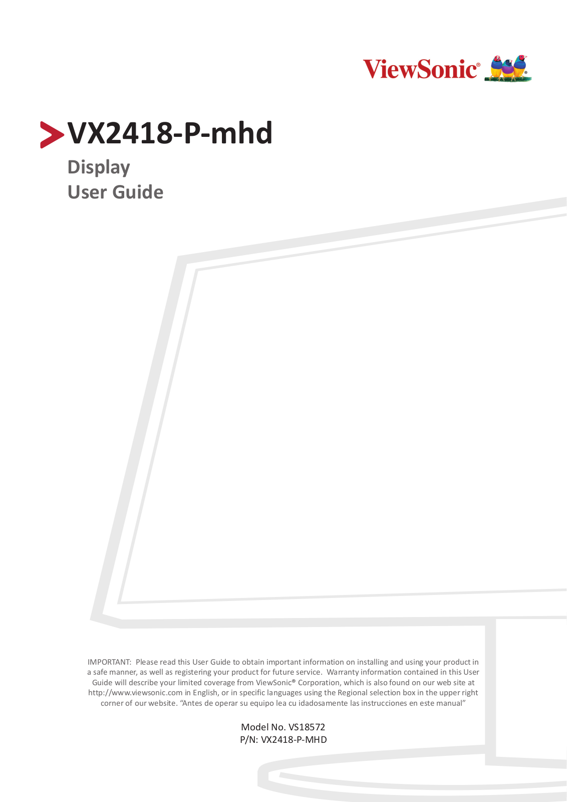 ViewSonic VX2418-P-mhd, VS18572 User manual