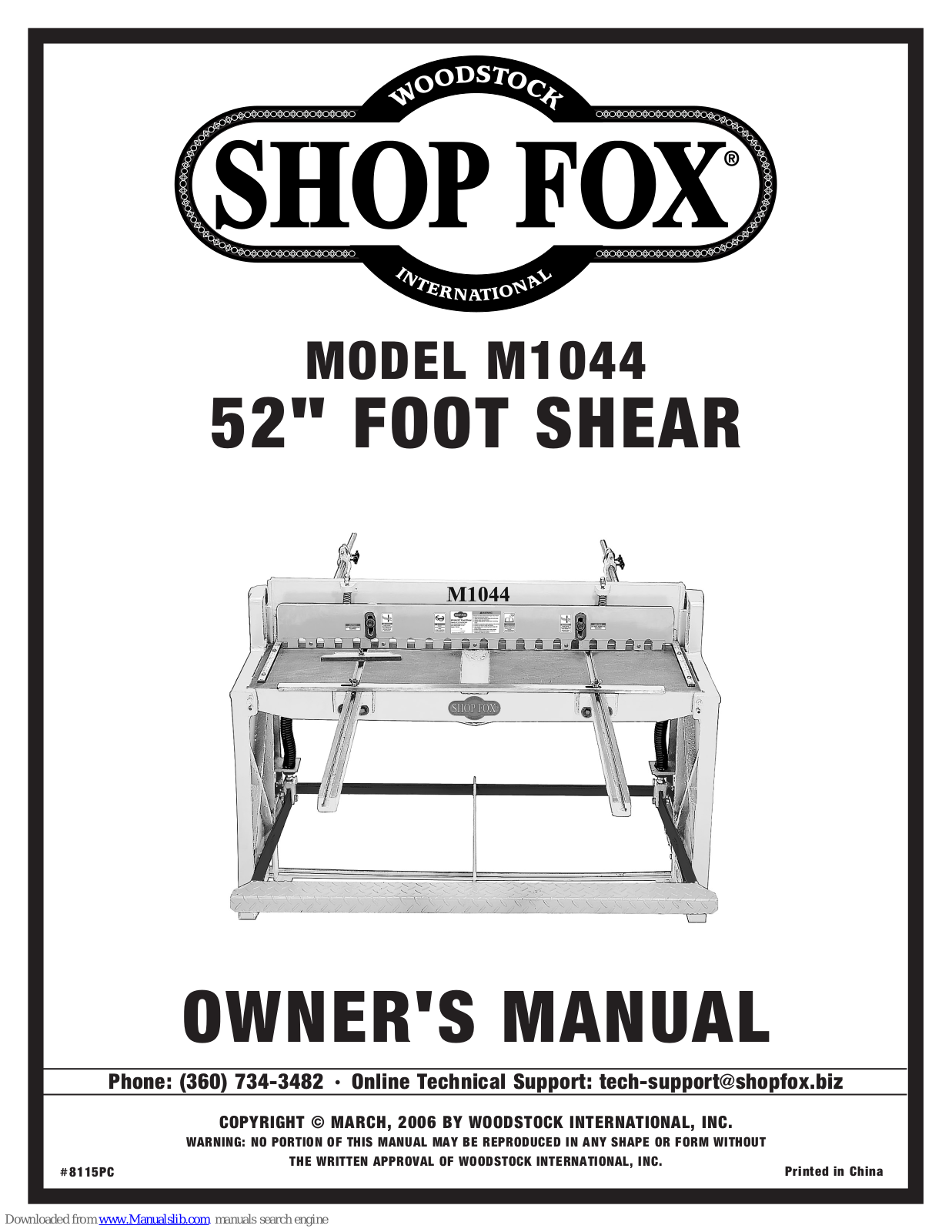 Woodstock M1044 Owner's Manual