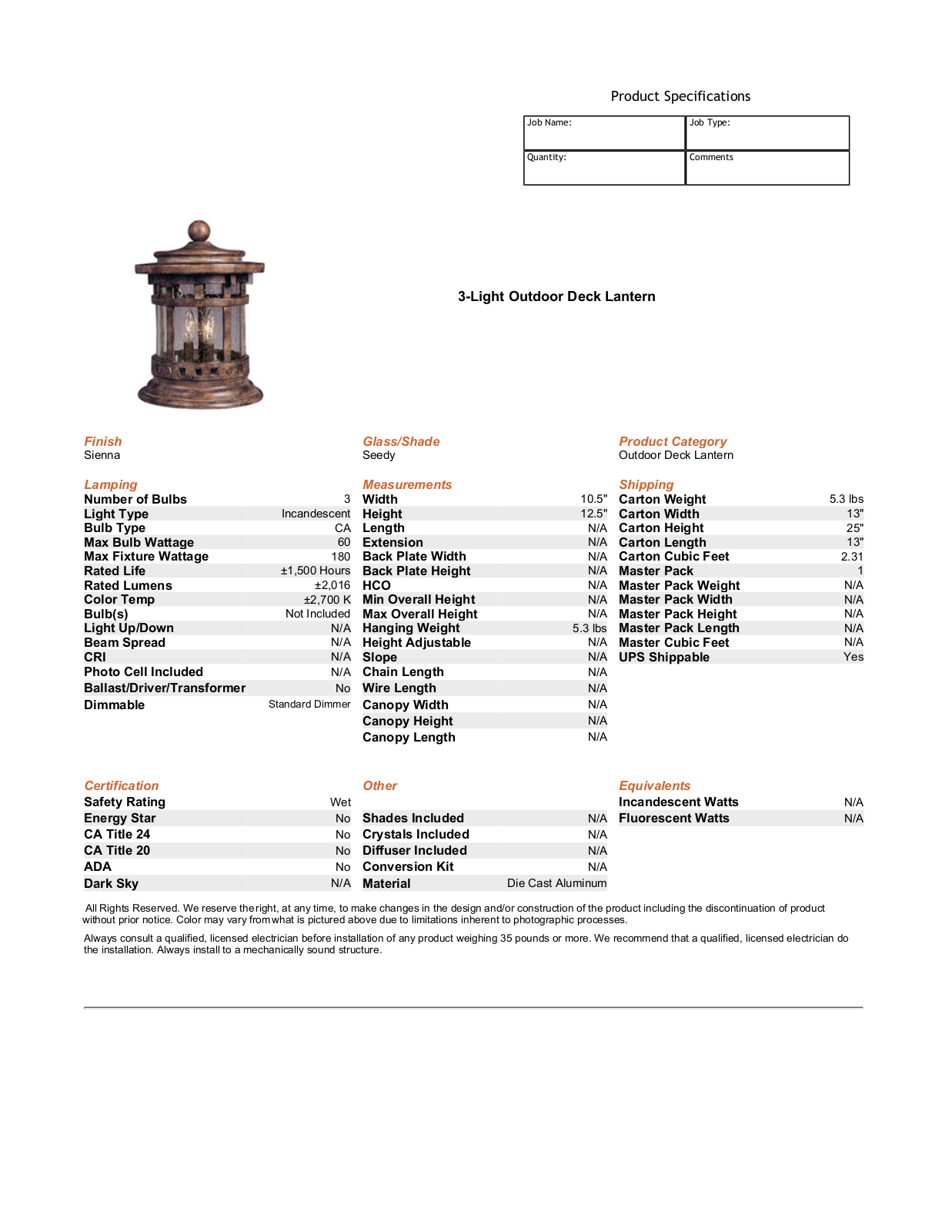 Loon Peak LOPK7487 Specifications - ManualMachine.com