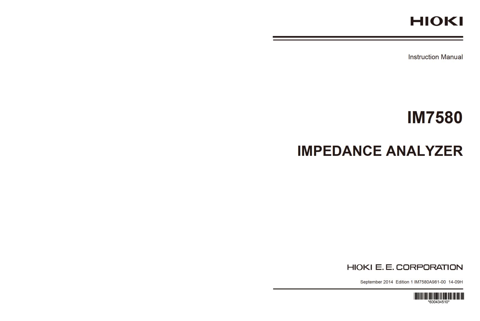 Hioki IM7580 Instruction Manual
