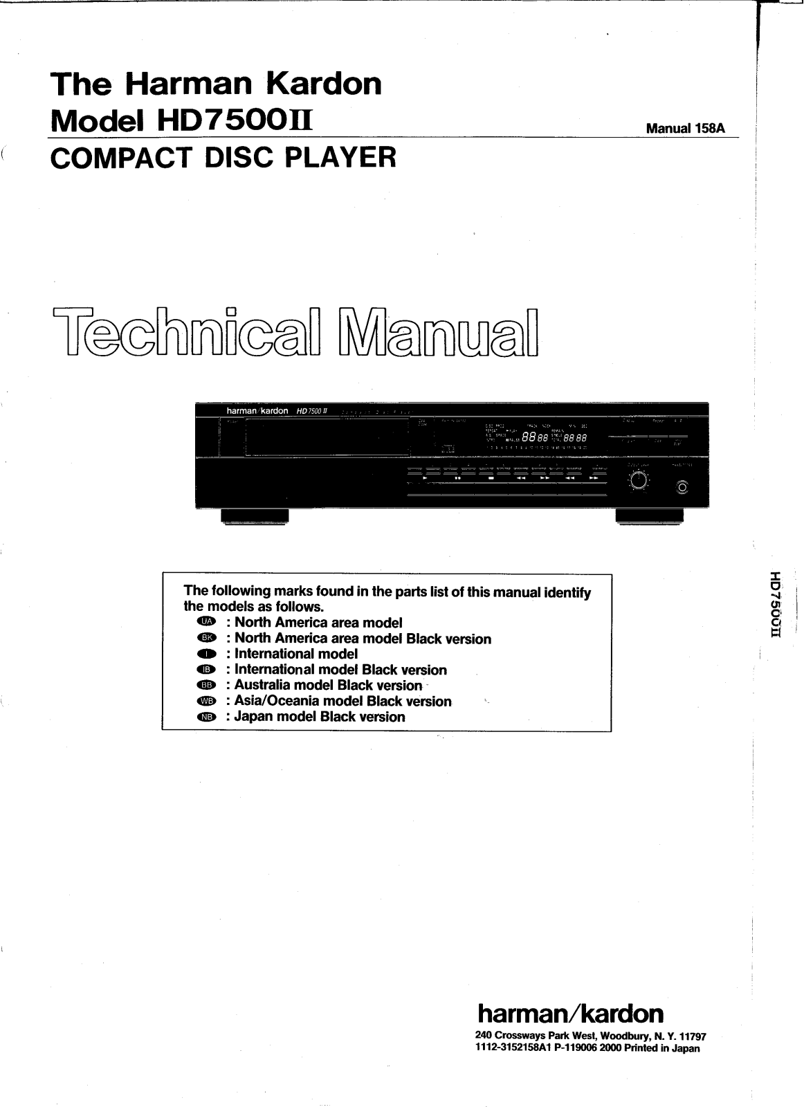 Harman Kardon HD7500II Technical Manual