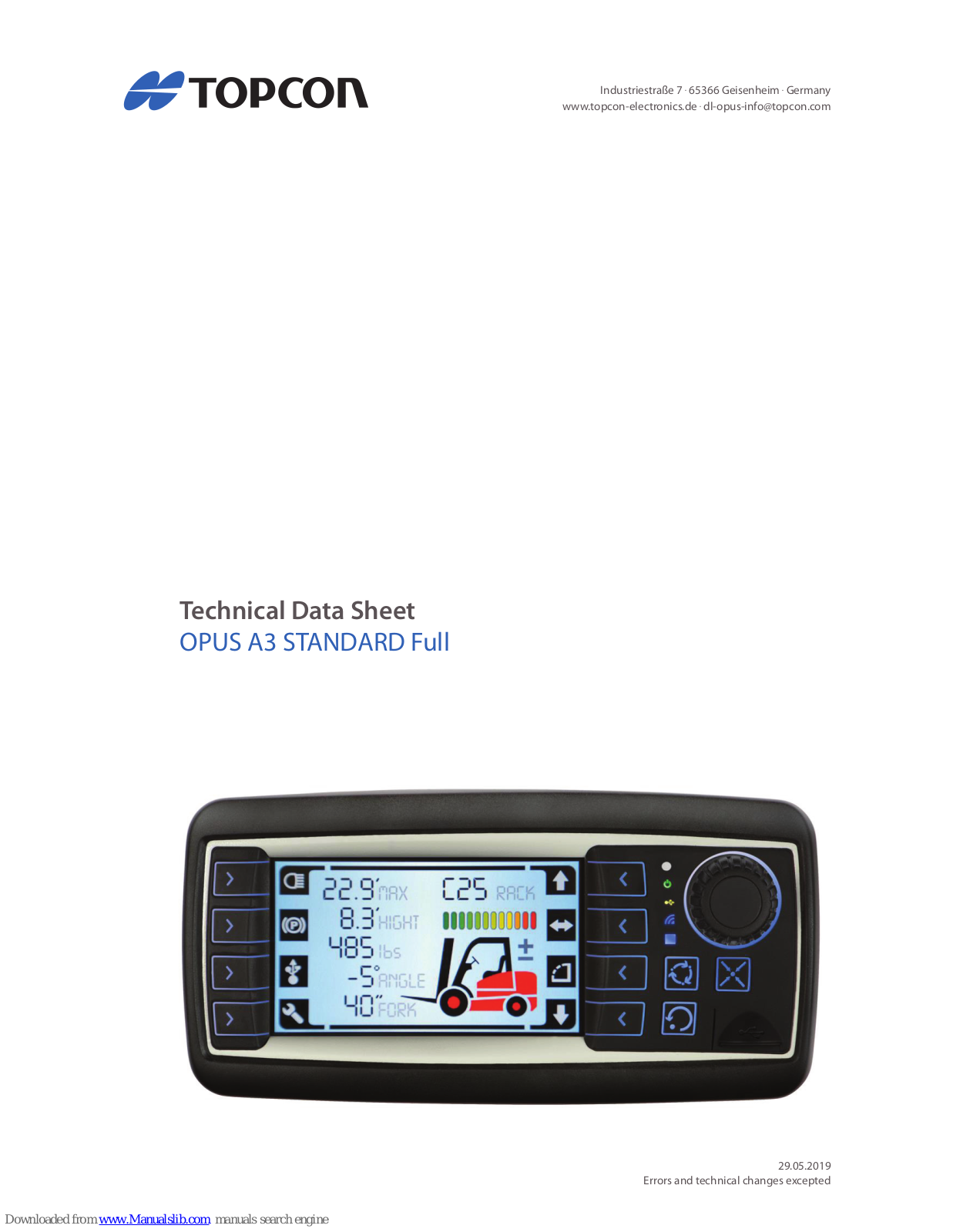 Topcon OPUS A3 STANDARD Full Technical Data Sheet