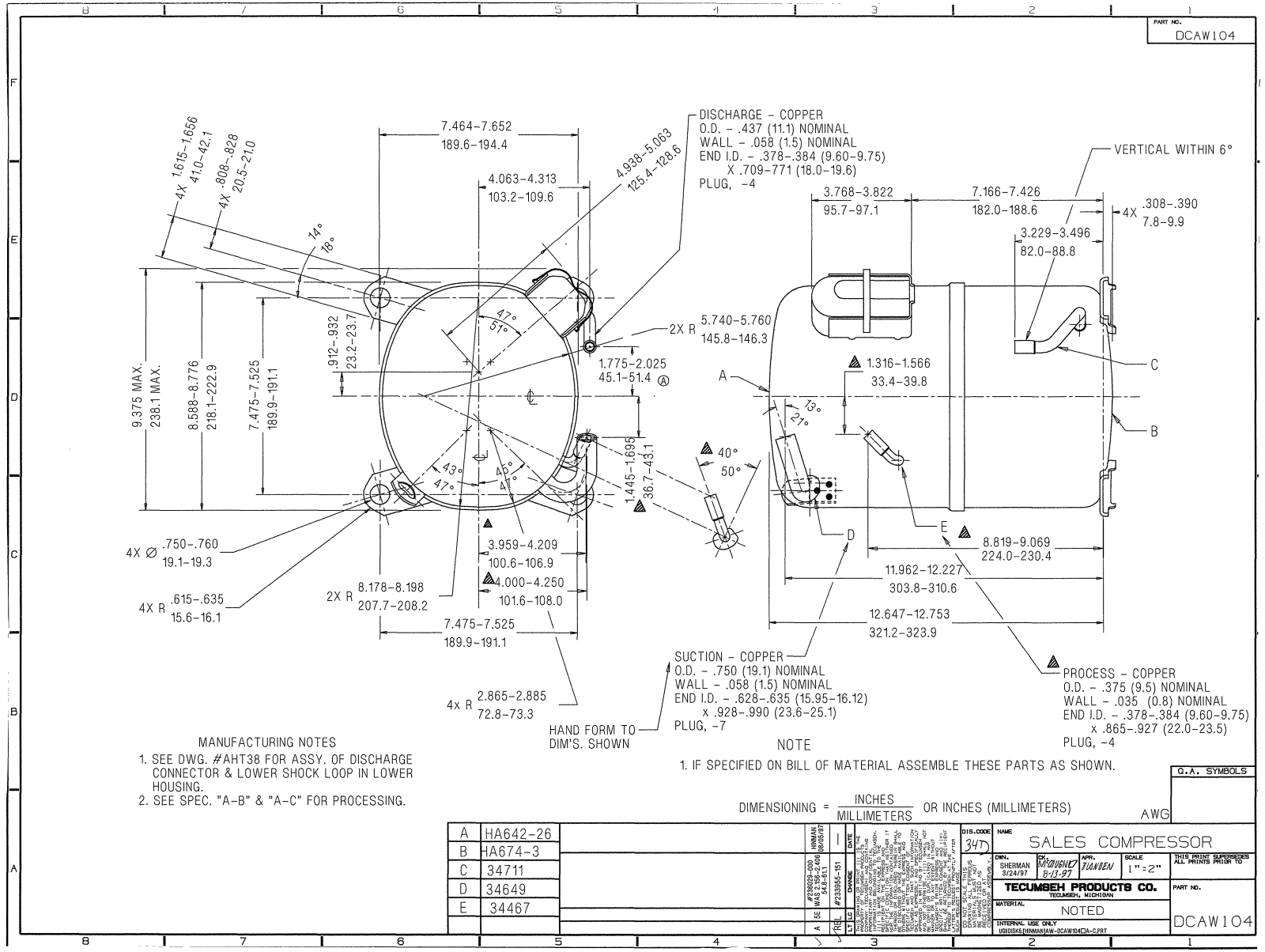 Tecumseh AWG5532EXC, AWG5532EXN Drawing Data