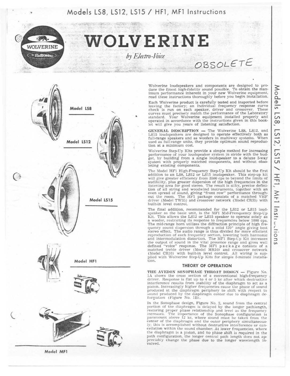 Electro-voice LS8, LS12, LS15 DATASHEET