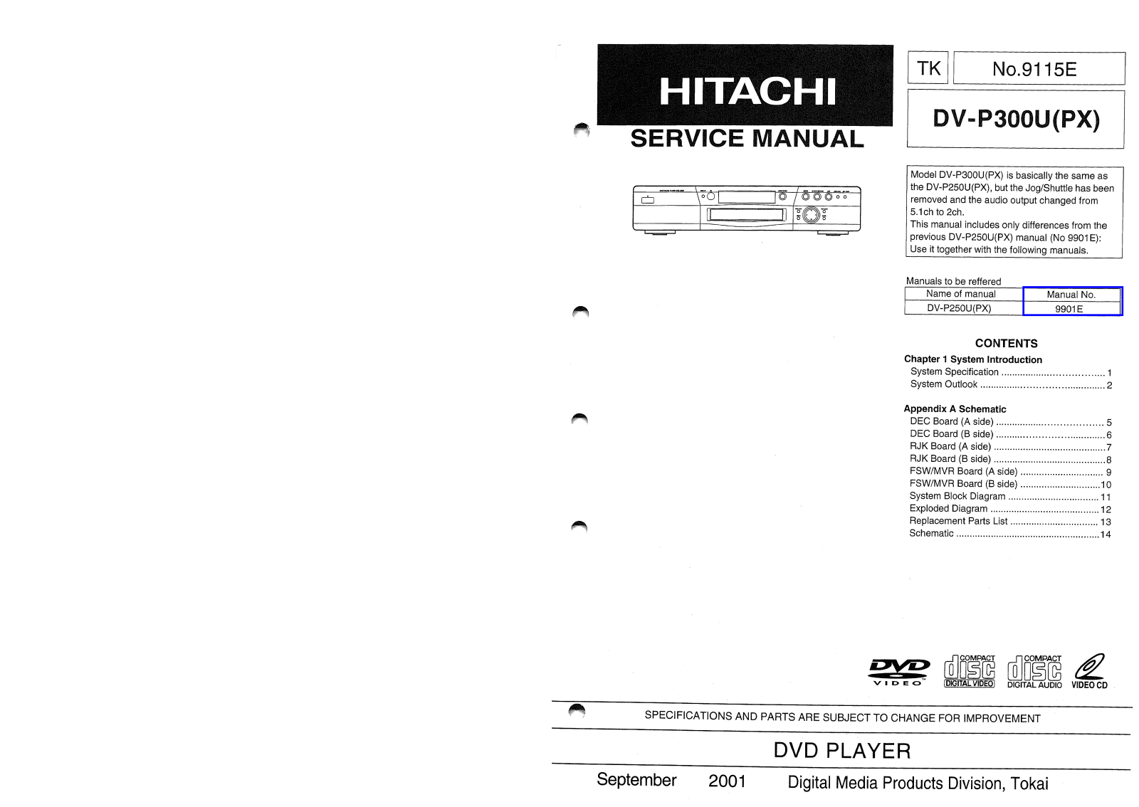 Hitachi DVP-300-U Service Manual