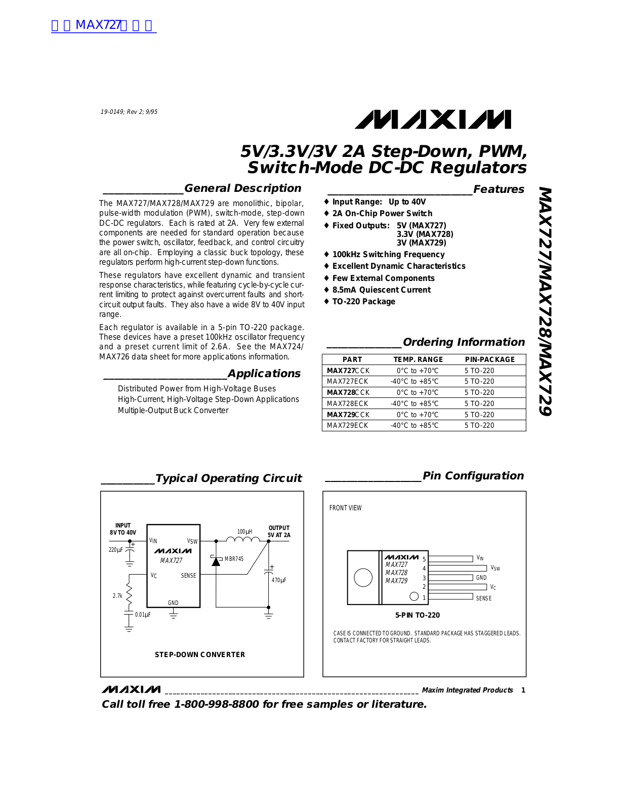 MAXIM MAX727, MAX728, MAX729 Technical data