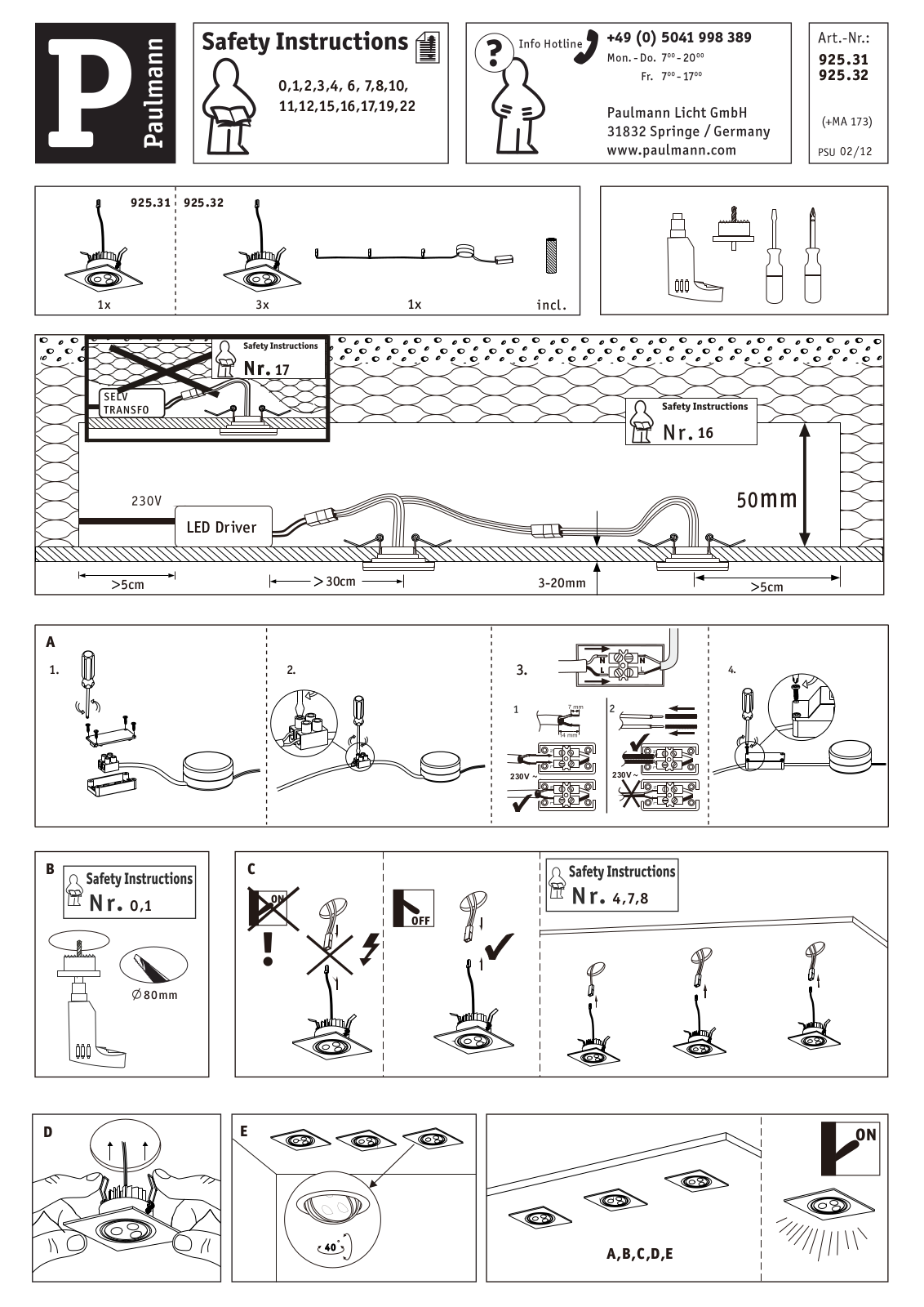 Paulmann 92532 Safety instructions - ManualMachine.com