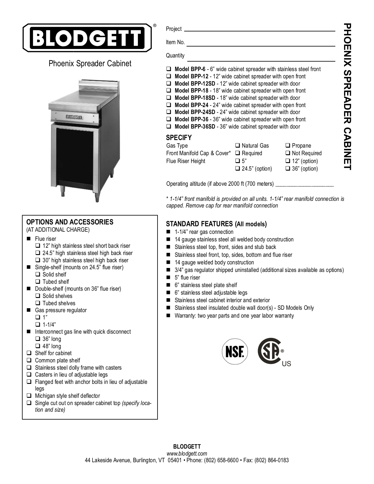 Blodgett BPP-18 User Manual