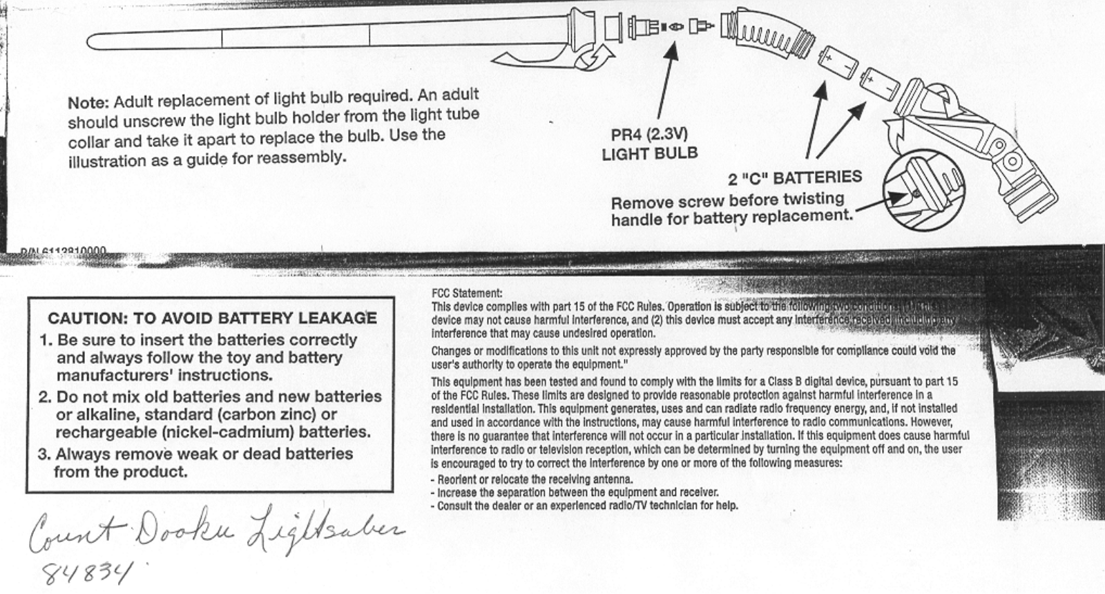 HASBRO Star Wars Count Dooku Lightsaber User Manual