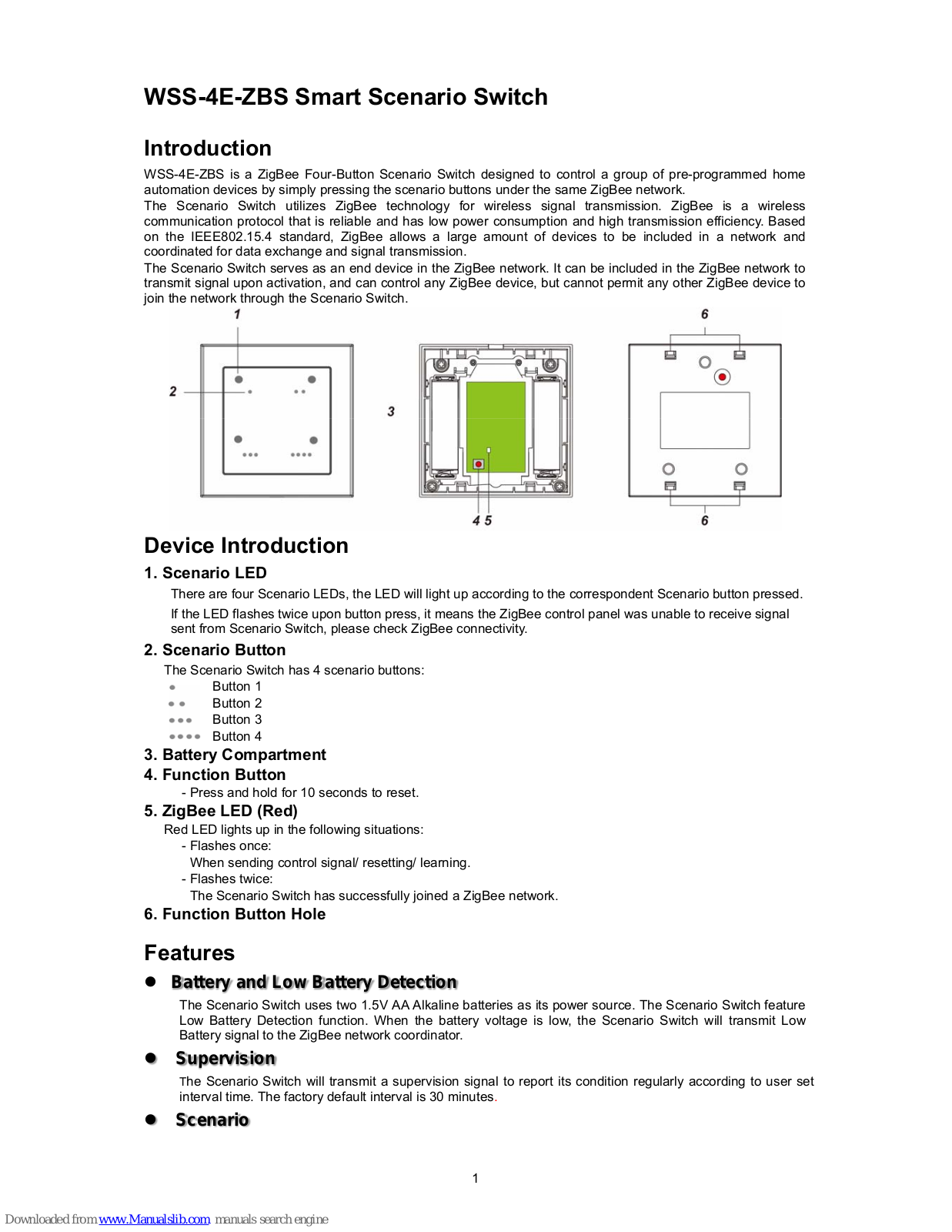 ZIGBEE WSS-4E-ZBS User Manual