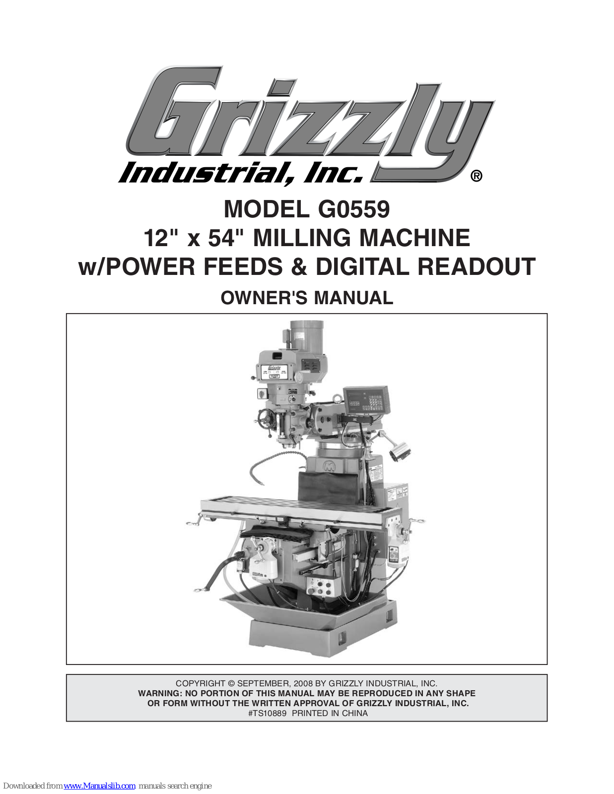 Grizzly G0559 Owner's Manual