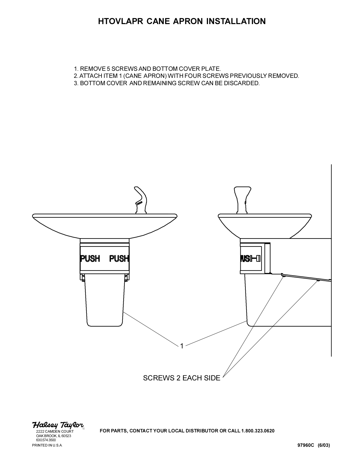 Halsey Taylor HTOVLAPR Installation  Manual