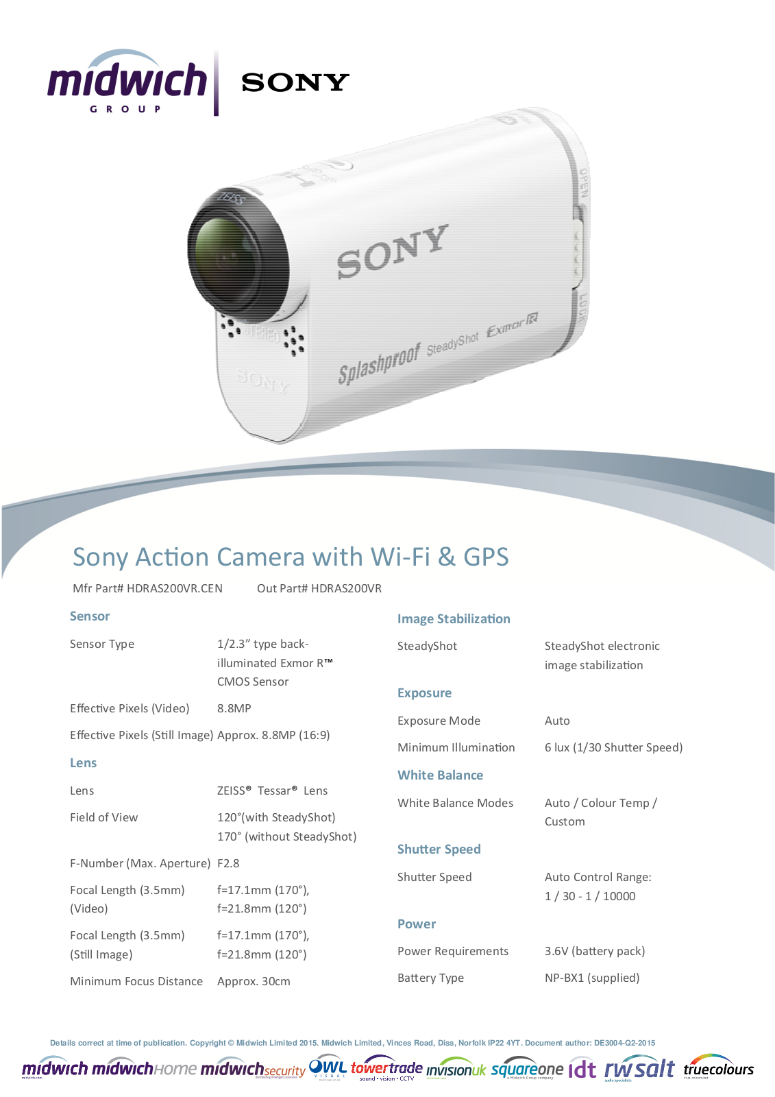 Sony HDRAS200VR.CEN Datasheet