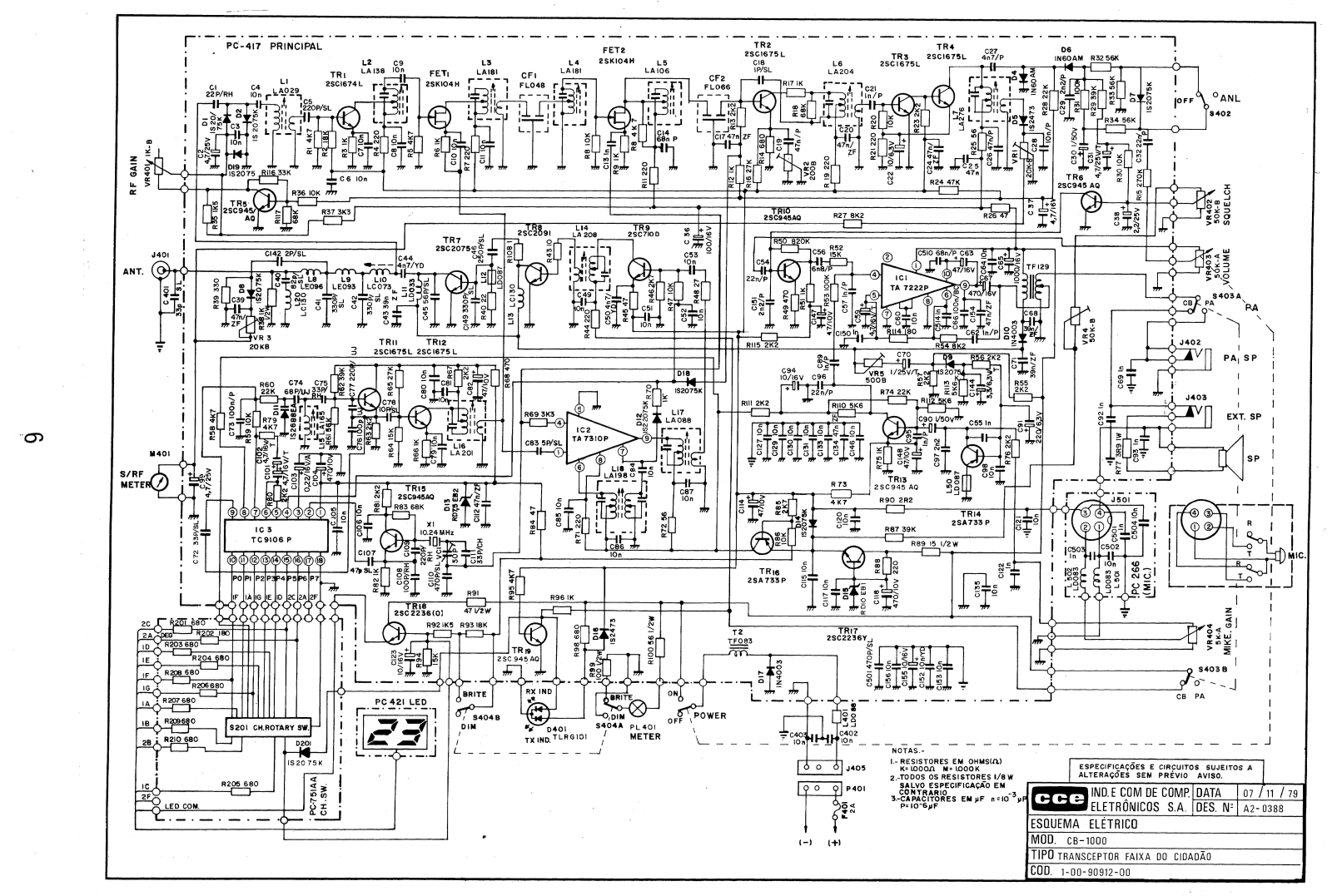 CCE CB-1000 Schematic