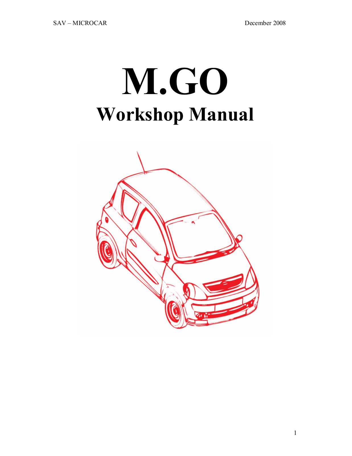 Microcar M.Go 2008 User Manual