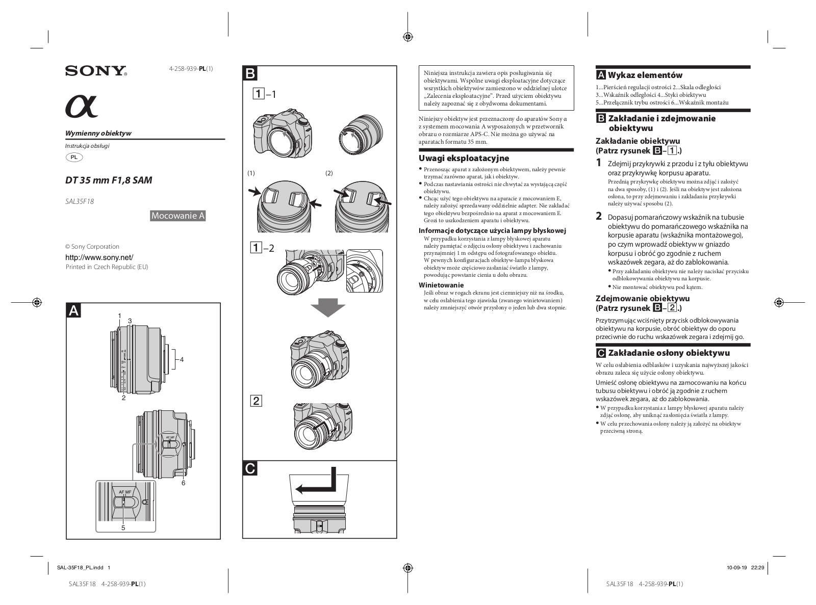 Sony SAL35F18 User Manual