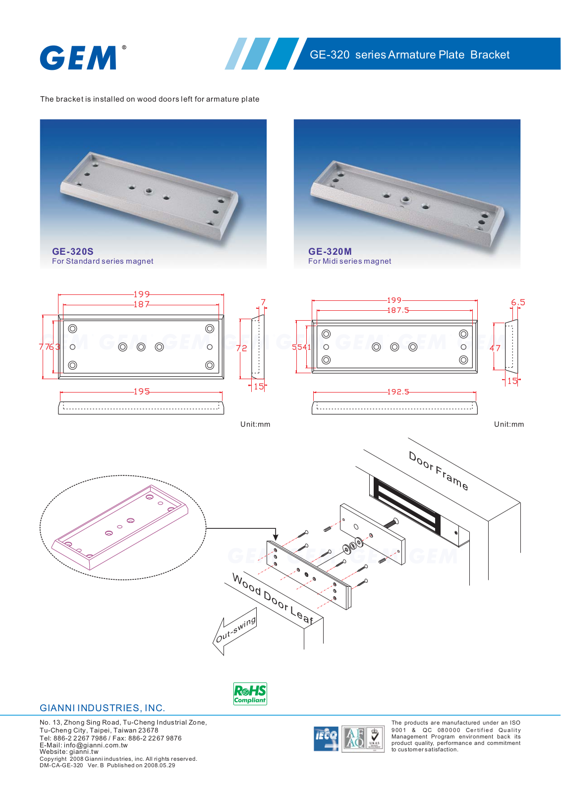 Gianni Industries GE-320M, GE-320, GE-320S User Manual