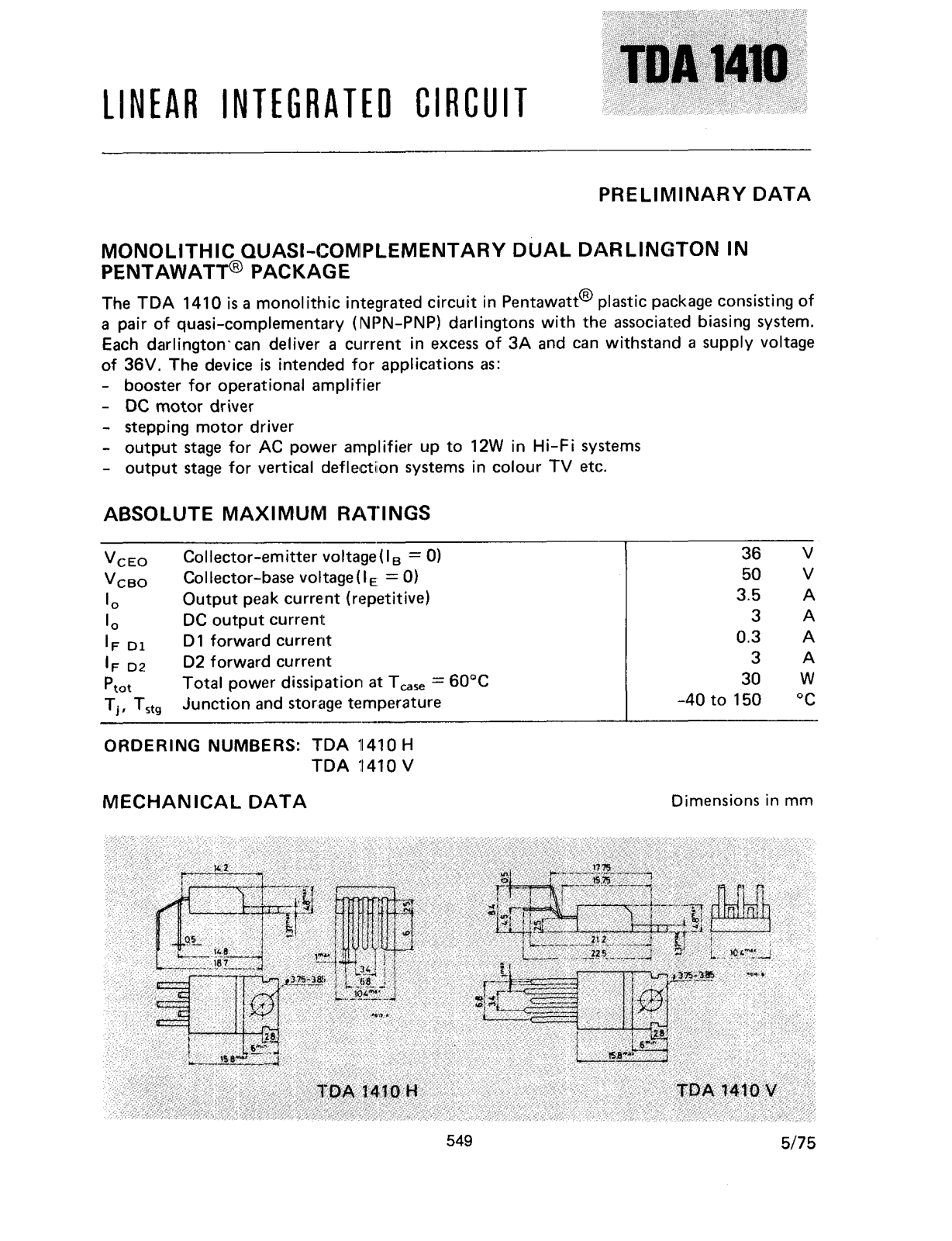 Datasheet TDA1410A Specification - ManualMachine.com