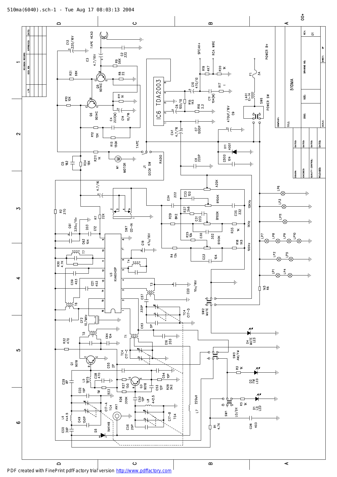 Vitek 510MA Schematic