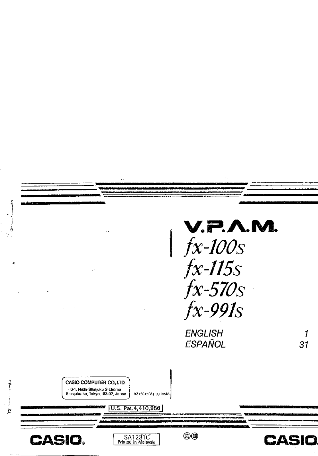 CASIO FX-100S, FX-115S, FX-570S, FX-991S User Manual