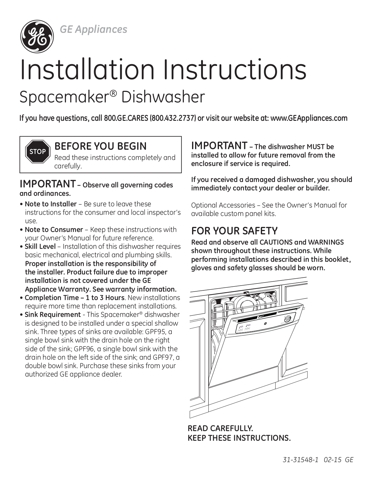 GE GSM2260VSS Installation Manual