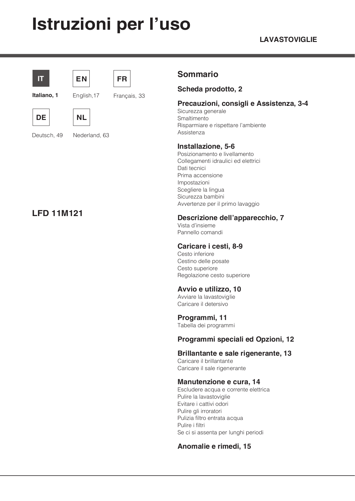 Hotpoint Ariston LFD 11M121 B, LFD 11M121 CX User Manual