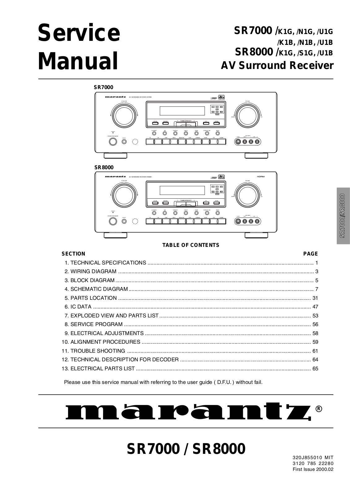 Marantz SR8000, SR7000 User Manual