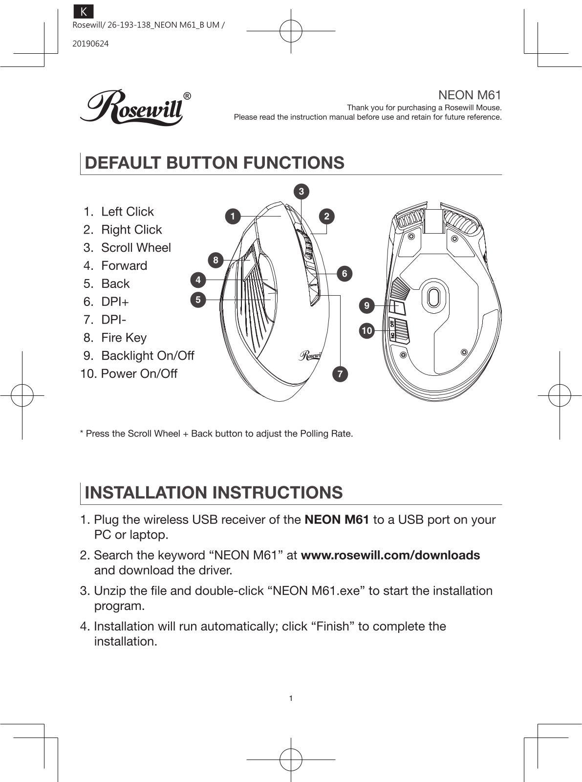 Rosewill M61 Users Manual - ManualMachine.com