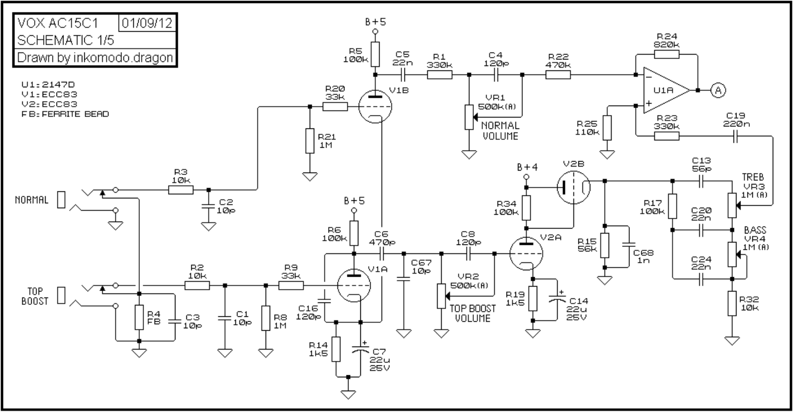 Vox AC15C1 Schematic