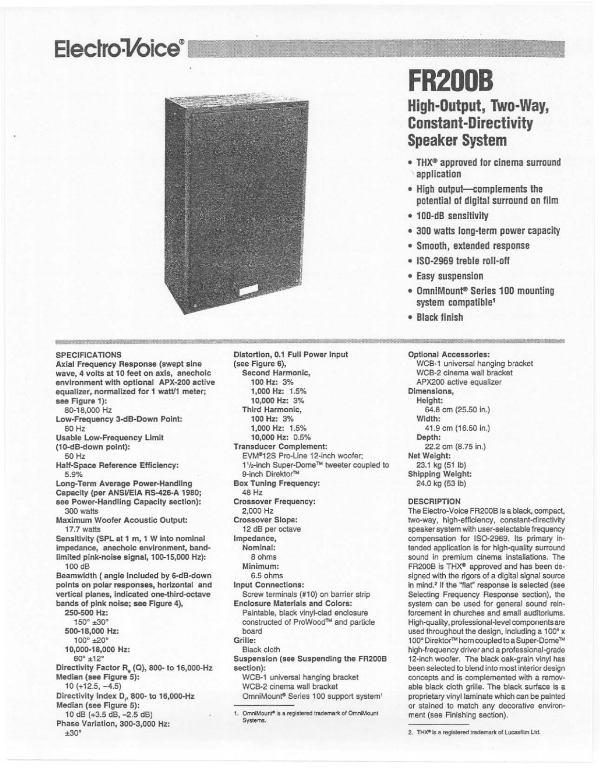 Electro-Voice FR200B User Manual