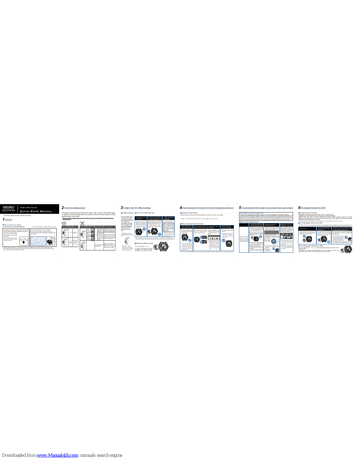 Seiko Astron 7X52, Astron 7X52 GPS SOLAR Quick Start Manual