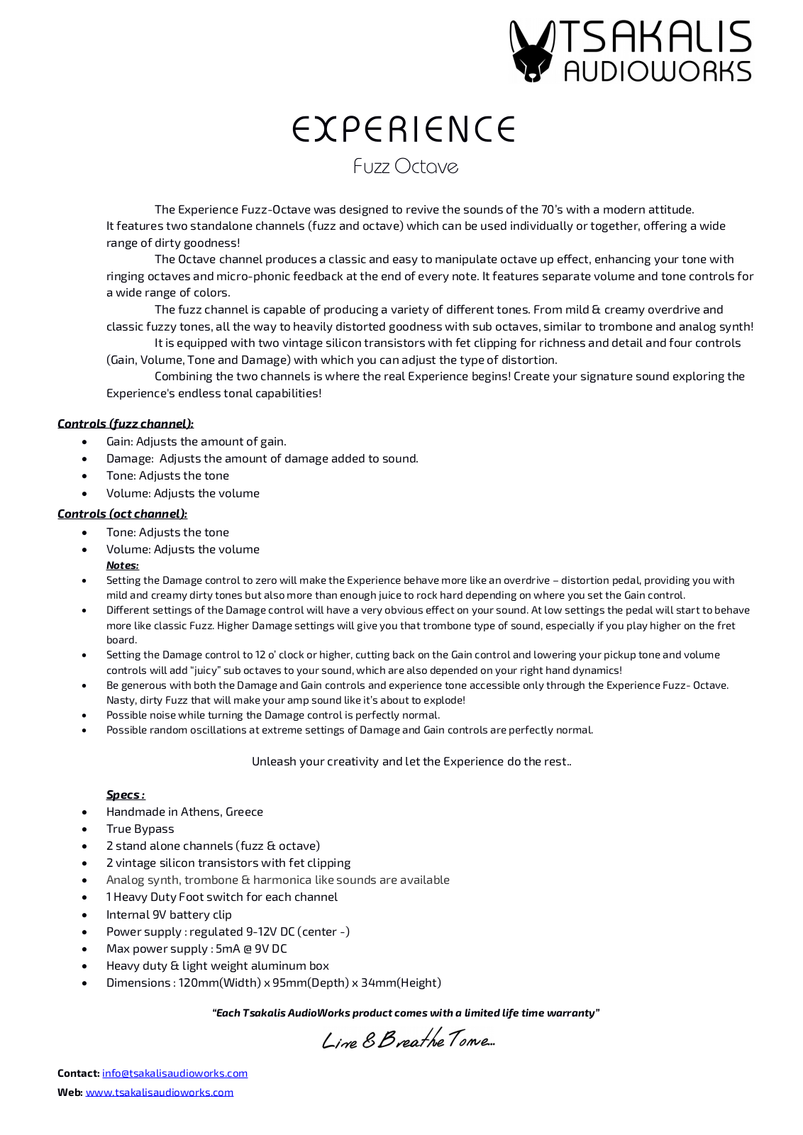 Tsakalis AudioWorks Experience User guide - ManualMachine.com