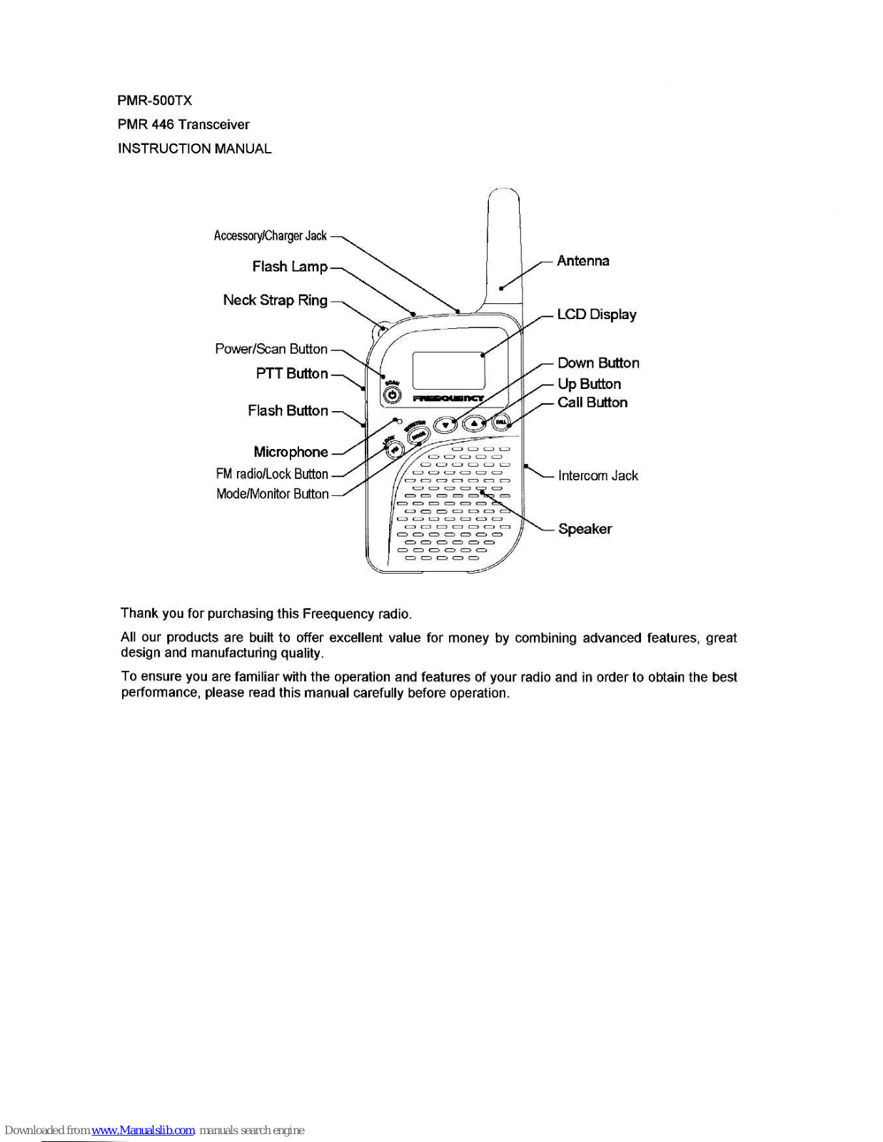 Freequency PMR-500TX Instruction Manual