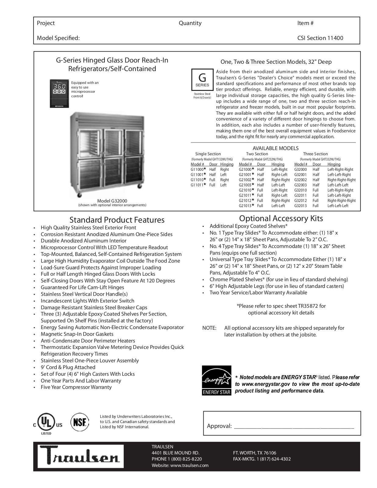 Traulsen G21000, G11001, G21001, G32001, G11010 General Manual