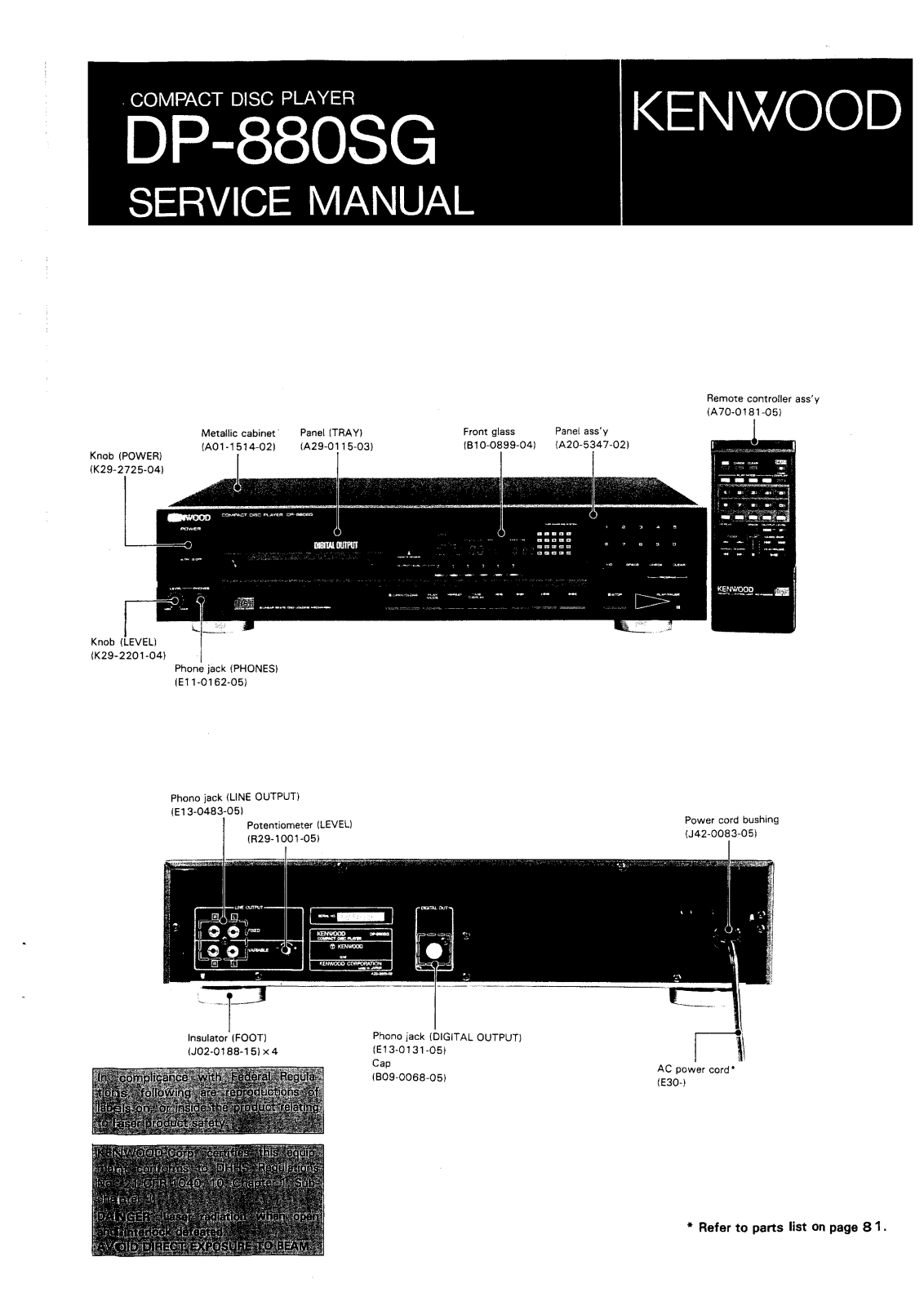 Kenwood DP-880-SG Service Manual