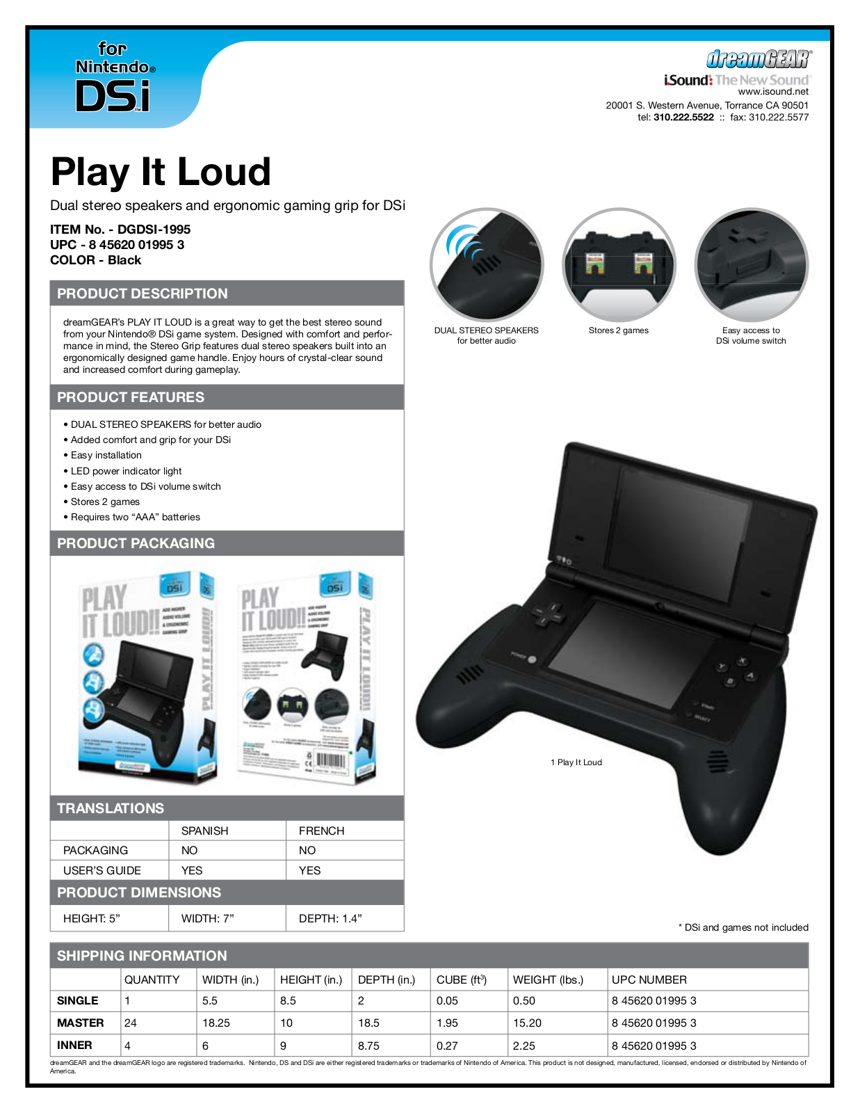 Dreamgear DGDSI-1995 DATASHEET