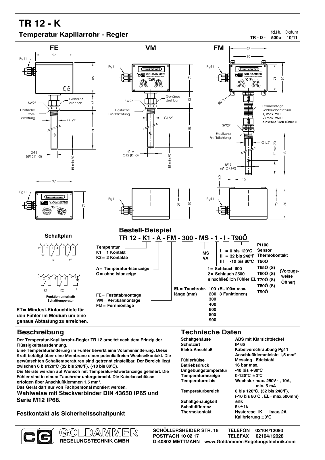 Goldammer TR 12-K Service Manual