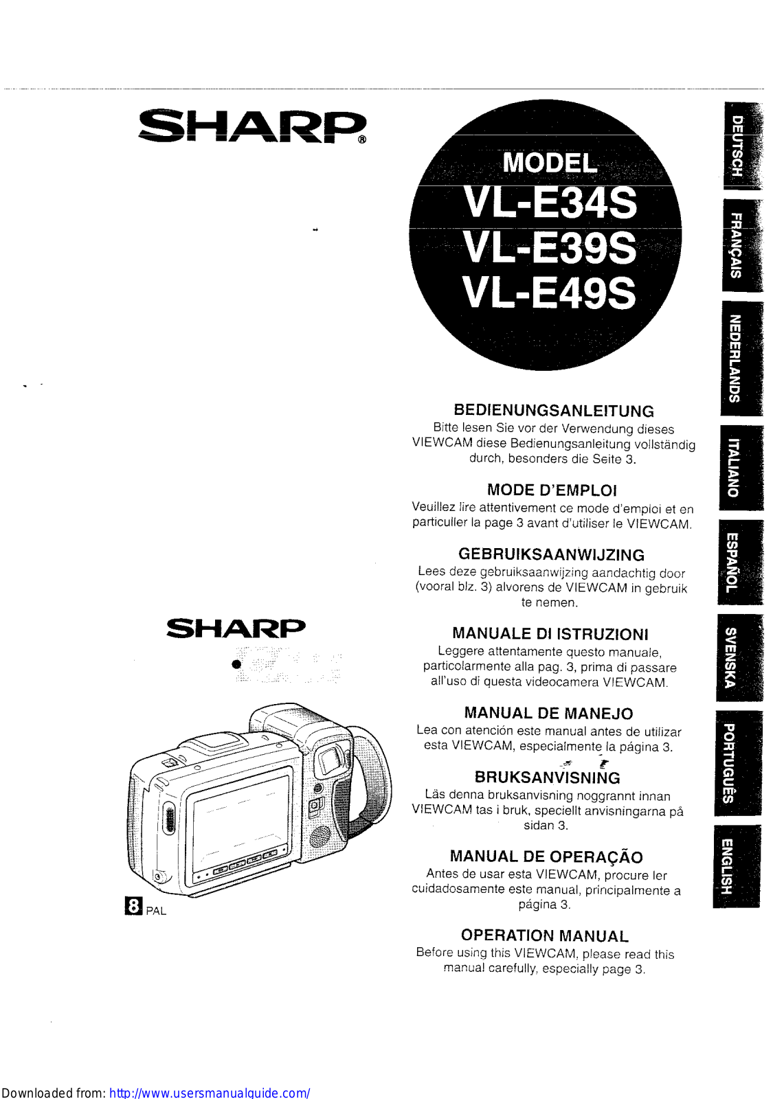 SHARP VL-E34S/E39S/E49S User Manual