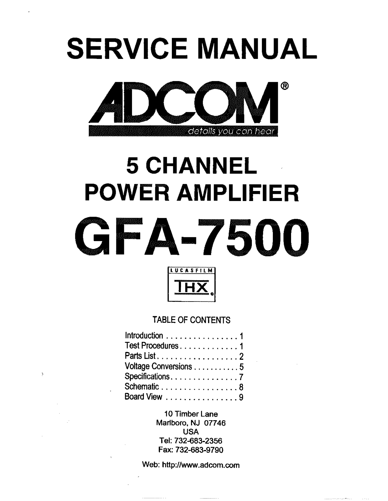Adcom GFA-7500 Service Manual
