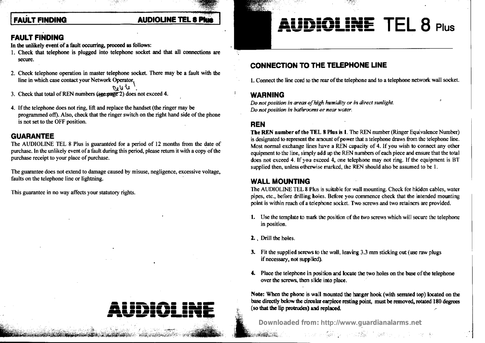 Audioline TEL8 PLUS User Manual