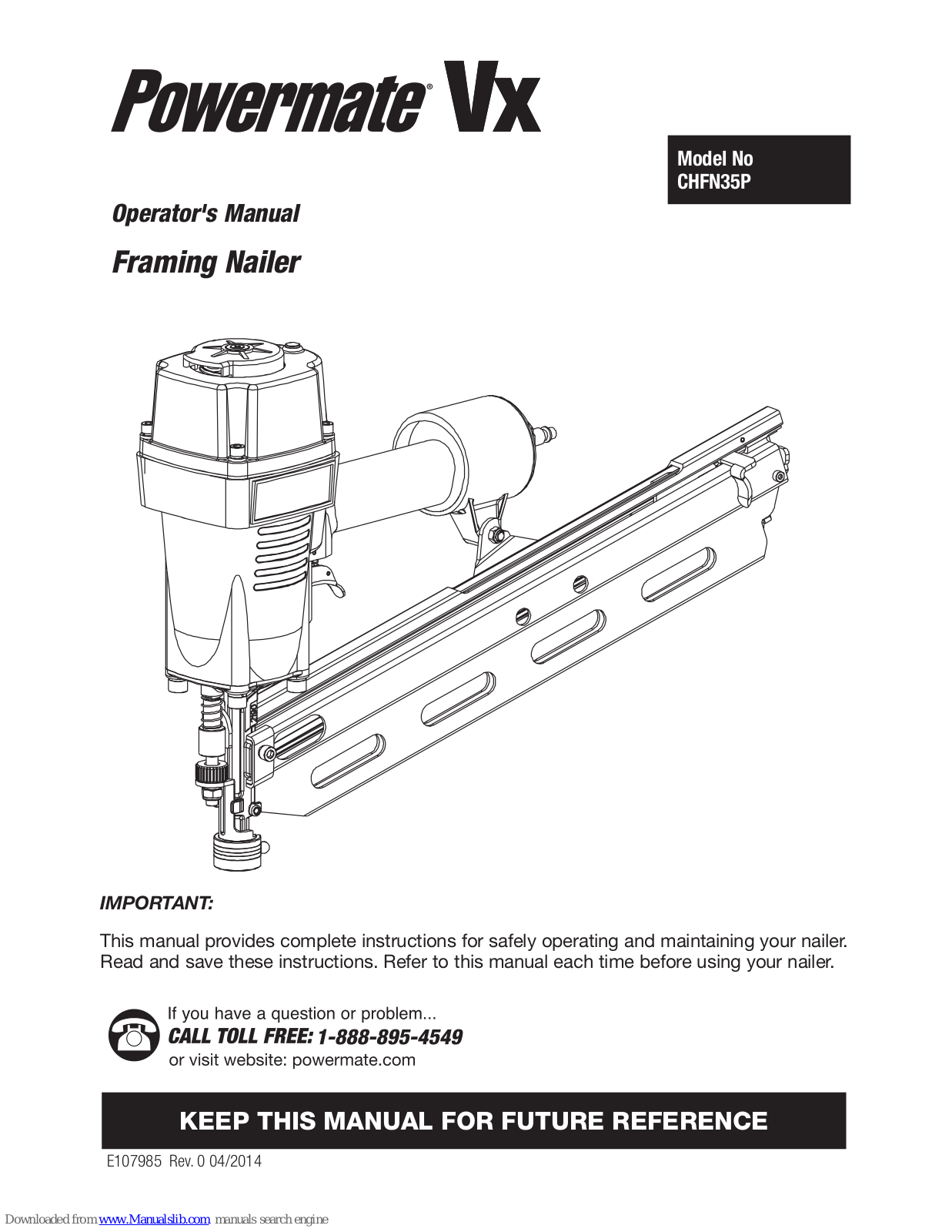 Powermate VX CHFN35P Operator's Manual