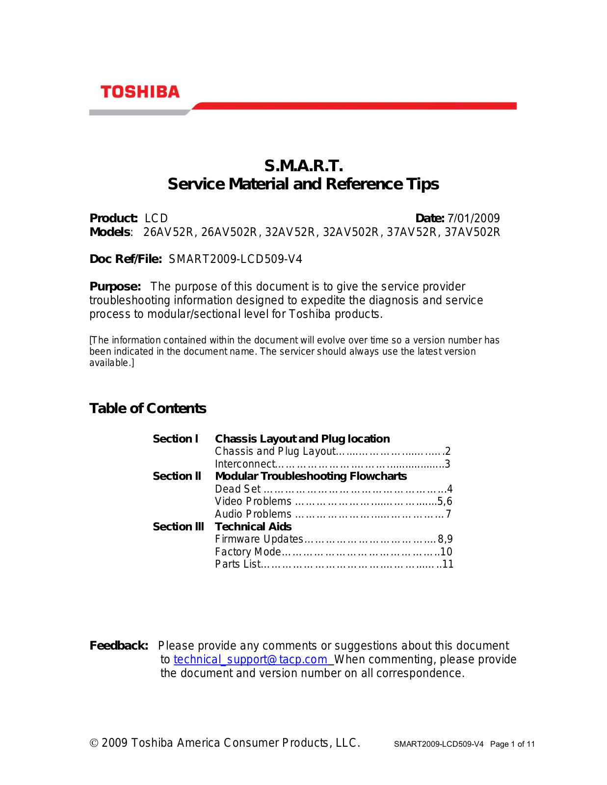 Toshiba 26AV52R, 26AV502R, 32AV52R, 32AV502R, 37AV52R Service Manual