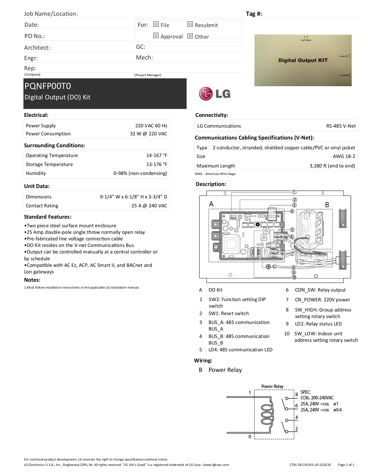 LG PQNFP00T0 Specs