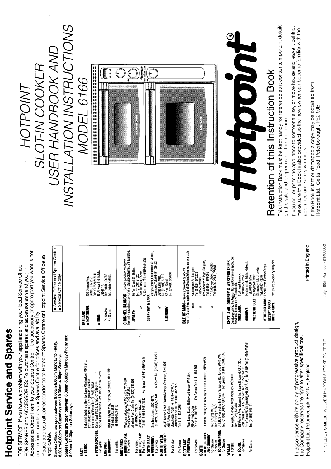 Hotpoint 6166 User Manual