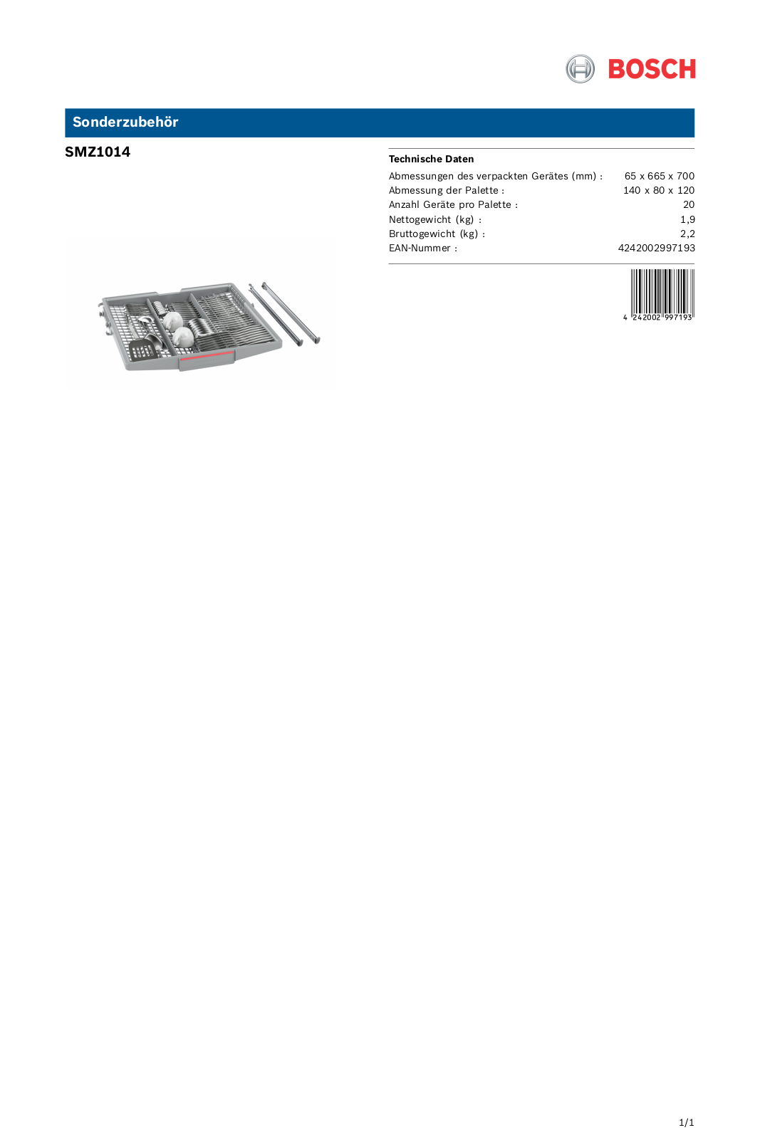 Bosch SMZ1014 User Manual